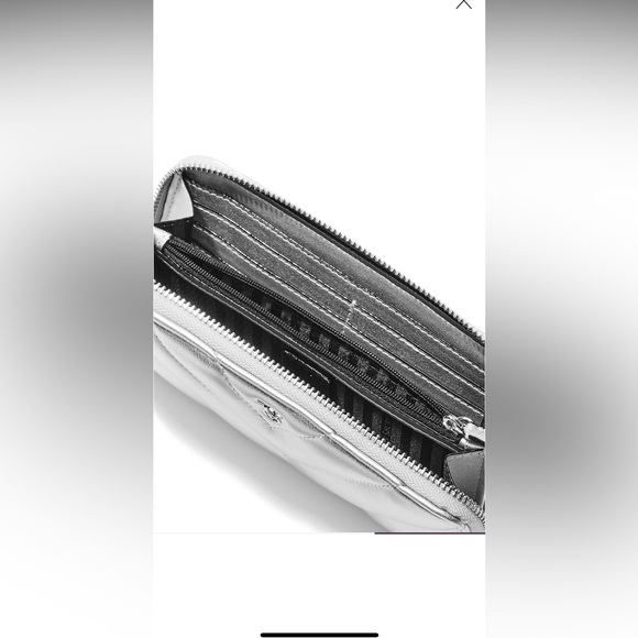 Victoria's Secret Silver Quilted  Large Wallet with Zip Closure - Picture 5 of 6